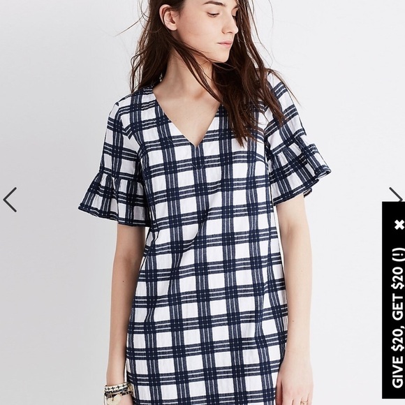 Madewell Bell-Sleeve Dress in Leighton Plaid 2 MM - Picture 7 of 8